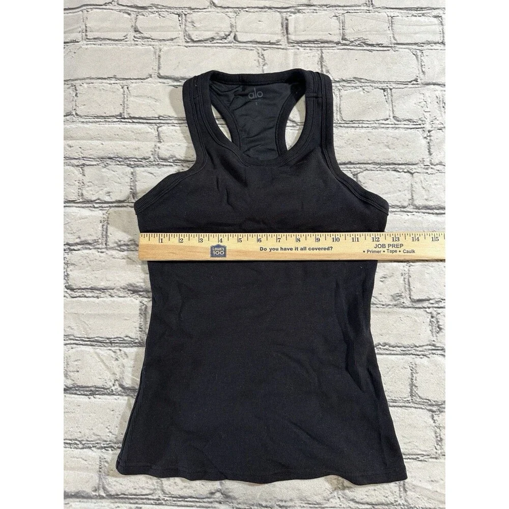 Alo Yoga Ribbed Devoted Full Length Black Tank Size Small Work Out - Picture 9 of 9